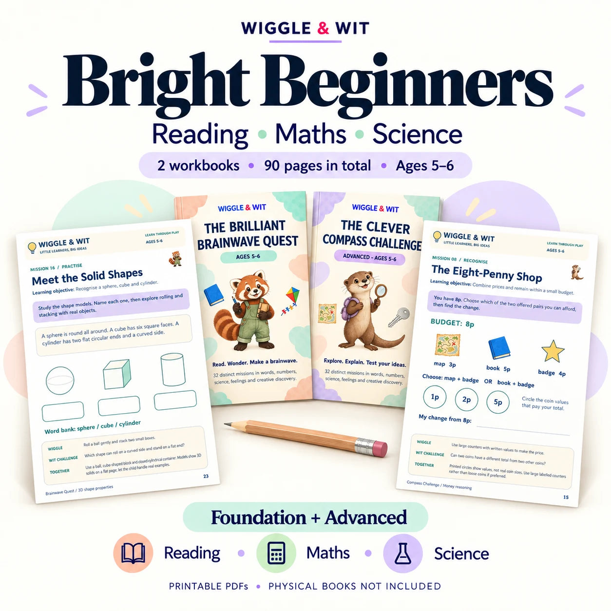 Bright Beginners printable learning collection for ages 5–6