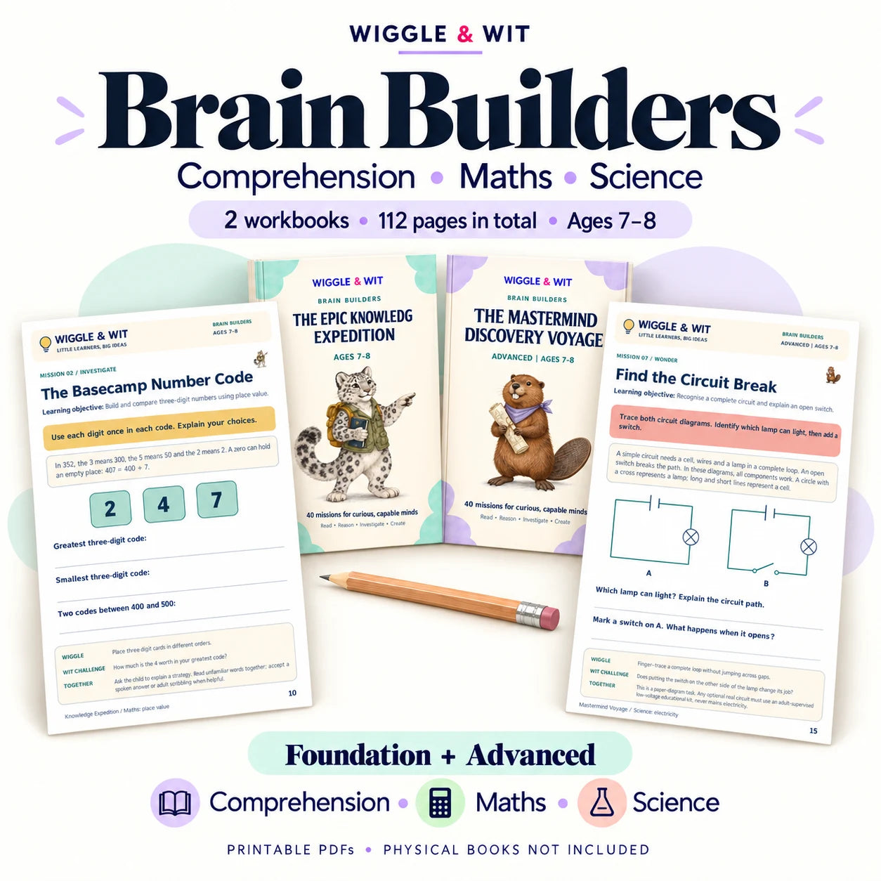 Brain Builders printable learning collection for ages 7–8